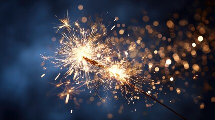 Fototapeta premium Sparkling Firework Sparkler in Celebration with Bright Flames and Glowing Background