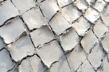 close-up of cracked, dry, and uneven earth surface forming irregular square-shaped patterns under soft lighting