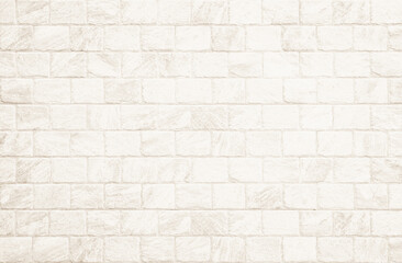 Fototapeta premium Empty background of wide cream brick wall texture. Beige old brown brick wall concrete or stone textured, wallpaper limestone abstract.