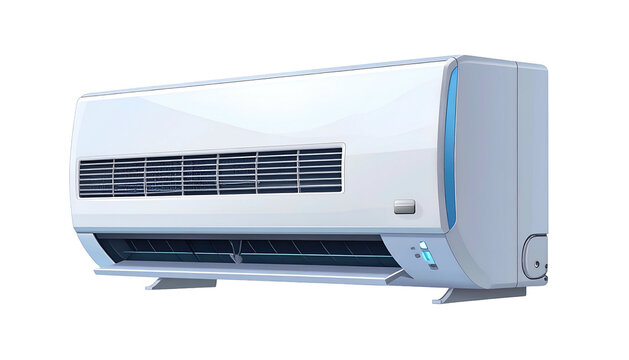 White Air Conditioning Unit Isolated.