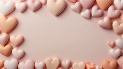 Fototapeta premium Minimal Pink Valentine Background with Heart Accents