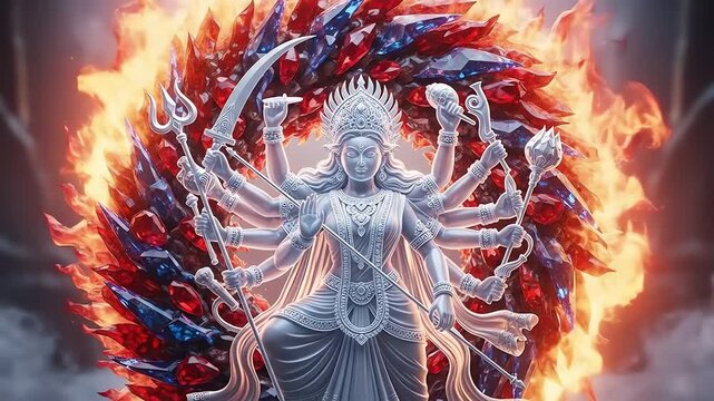 Durga Mahishasura Mardini Goddess of Strength Hindu Deity.
