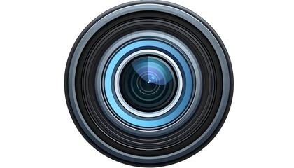 Camera Lens with Blue and Black Rings.