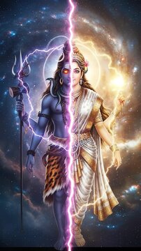 Shiva Vishnu unity Hindu deities fusion.