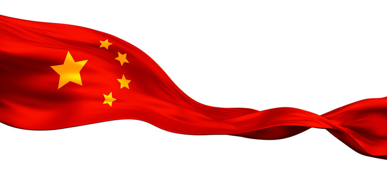China flag isolated on transparent background with copy space 3D render