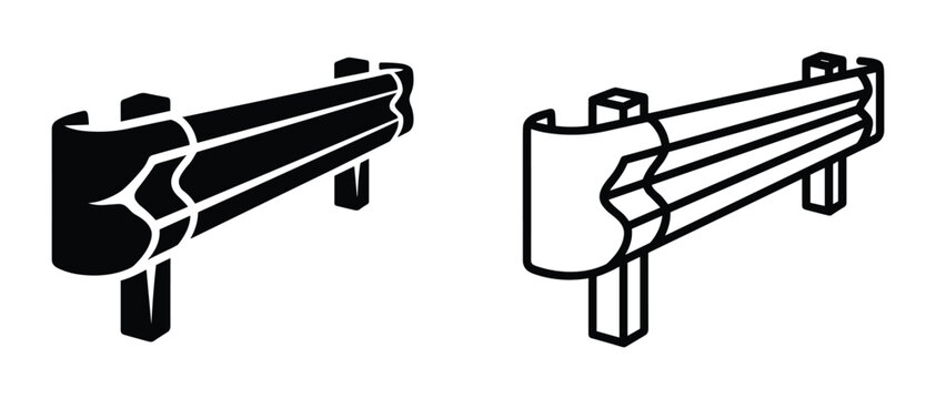 Highway guardrail road safety barrier vector icon. Roadside security and safety elements.
