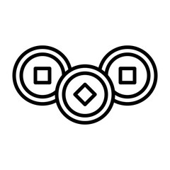 Chinese Ancient Coins Featuring Square and Diamond Holes Arranged in a Grouping on a Plain White Background