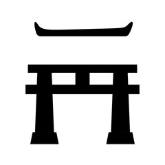 Black Silhouette Torii Gate Icon Japanese Traditional Architecture