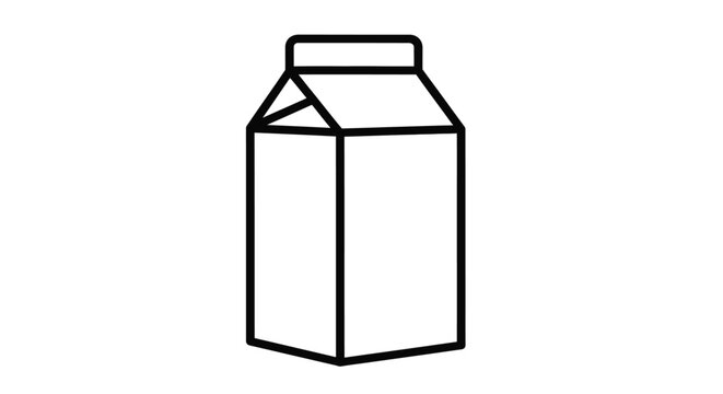 A simple black and white line drawing depicts a rectangular gable top carton likely for milk or juice