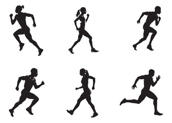 Fototapeta premium silhouette running man. Vector people running silhouettes 
