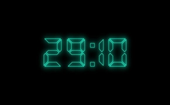 30 minutes countdown animation. Countdown timer number animation. Minutes countdown on white background.