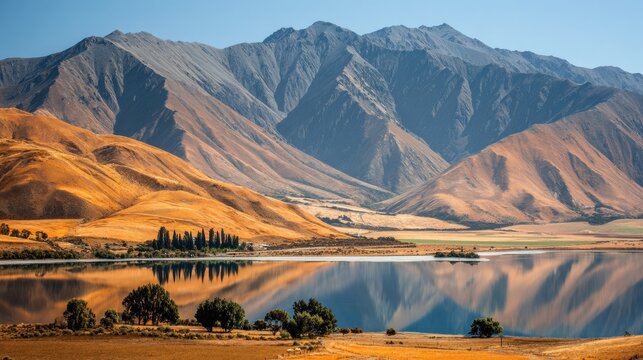 Serene lake tekapo with majestic mountain reflection