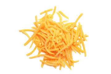 Fototapeta premium Shredded Cheddar Cheese on white background