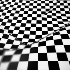 Black and White Checkered Abstract Wave Background