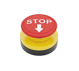 A red and yellow button with the word 'STOP' and an arrow pointing downwards.