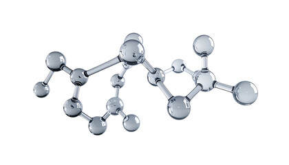 Molecular Structure Model with Metallic Spheres and Rods. © super