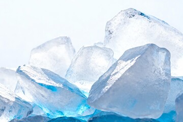 Fototapeta premium Ice cubes with blue tint