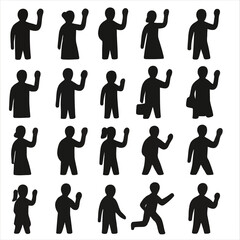A collection of black silhouettes depicting people in various celebratory poses high quality