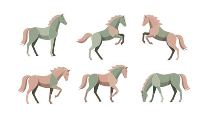 Naklejka premium Stylized horse vector set for Chinese New Year 2026 Year of the Horse