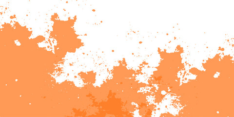 Obraz premium Aged orange and red grunge background featuring a textured wall design with paint splatters, dirty ink drops, and a rusty metal watercolor pattern for an old grungy art illustration