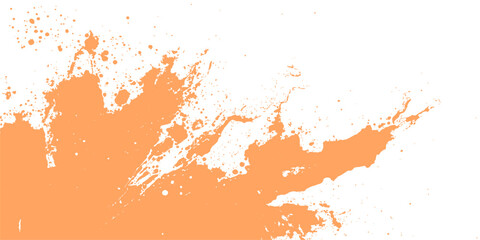 Obraz premium Abstract grunge texture featuring an orange background with red watercolor paint splashes and ink splatter patterns on a dusty paper backdrop design