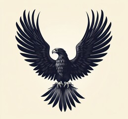 Fototapeta premium majestic black eagle with outstretched wings and sharp talons poised to land, fierce and proud