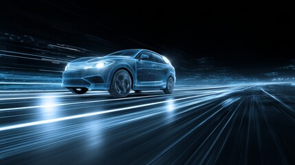 Fototapeta premium Future car driving dynamic concept map