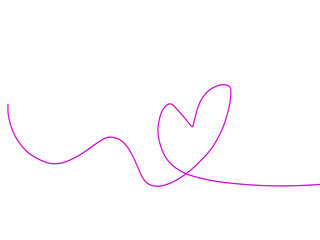 Continuous one line art drawing of heart isolated on white background
