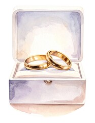 Lenormand Ring Card &ndash; Wedding Rings in a Jewelry Case
（ルノルマンカード「指輪」ケースに入った結婚指輪の水彩画）