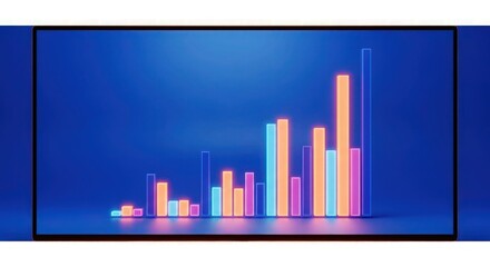 Fototapeta premium A colorful bar graph displayed on a large screen with a blue background