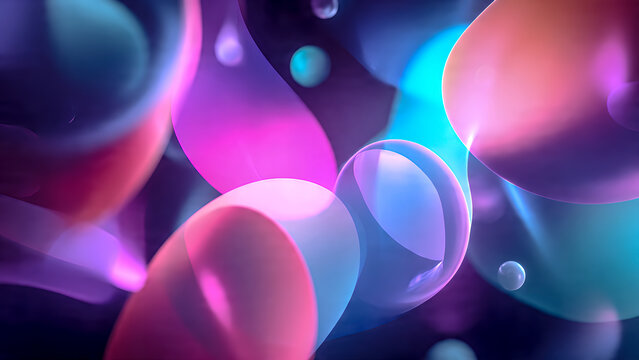 An abstract theme for restarting innovation, subtle luminous shapes, a spring pastel color palette, a futuristic corporate atmosphere.