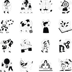 Set of Hand Drawn Work Illustrations 
