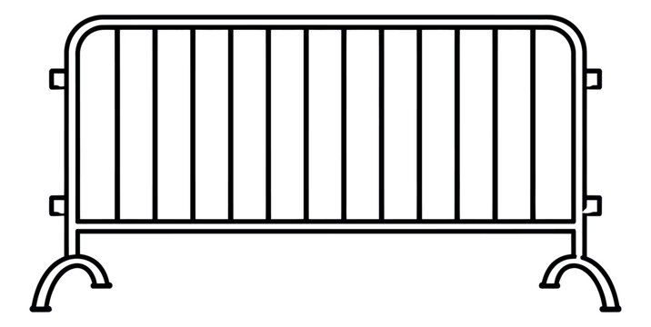 Line art illustration of a crowd control barrier depicting a temporary fence for public safety