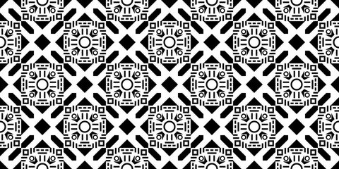 Seamless Transparent Geometric Black and White Monochrome Art Deco Pattern Template
