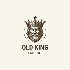 Fototapeta premium Vintage illustration of old-headed king logo