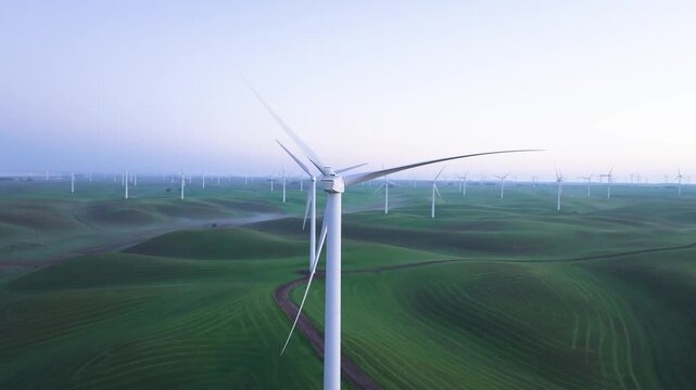 Wind Turbines Farm Sunrise