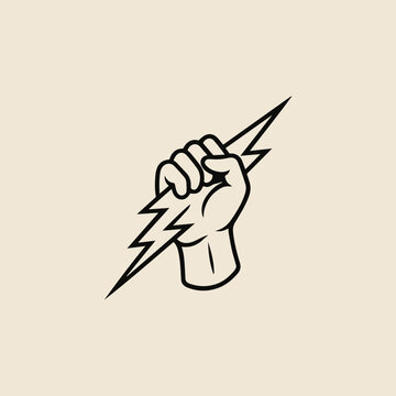 The logo template is a hand holding a lightning bolt.