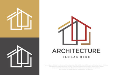 Abstract Building Logo with Geometric Line Style , Architecture Logo , Vector illustration
