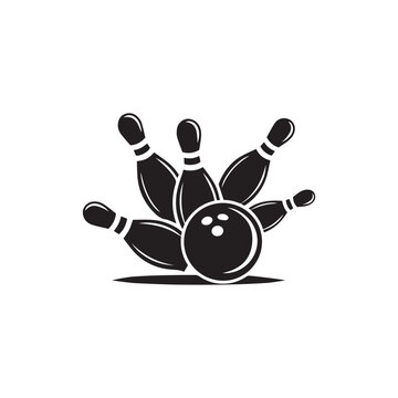 bowling pins vector bowling ball and pins bowling ball with pins, vector set of bowling logos, emblems and design elements, bowling ball and pins vector illustration of a silhouette 