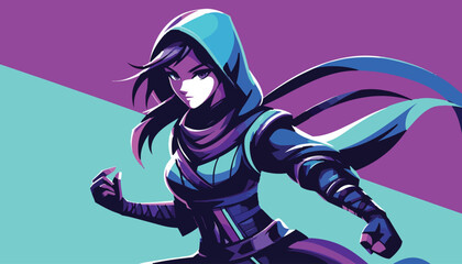 Obraz premium Illustration of Assassin Girl in Anime Art Style