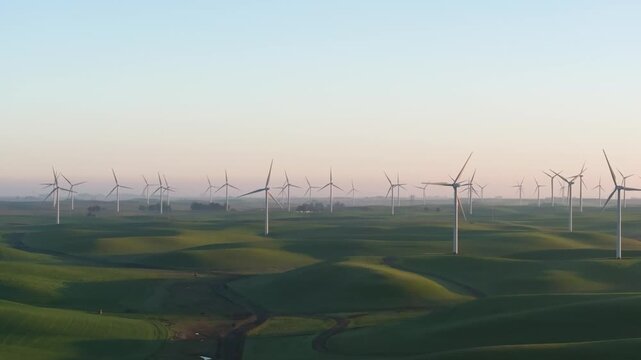 Wind Turbines Farm Sunrise