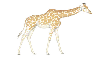 Fototapeta premium Tan Giraffe Walking on Transparent Background