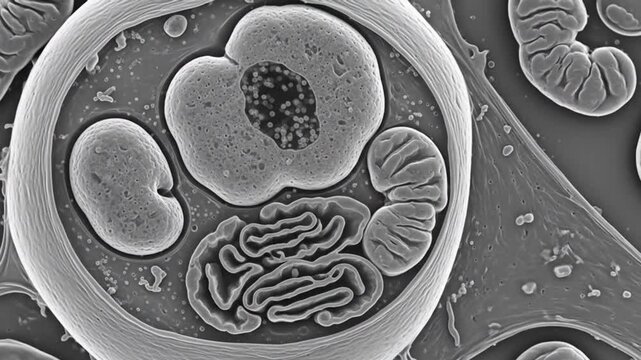 Scanning electron micrograph of a Cryptosporidium parvum oocyst, a parasitic protozoan that causes cryptosporidiosis.