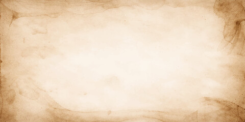 A blank vintage parchment sheet featuring a stained grunge texture and aged brown design for an antique retro wallpaper background