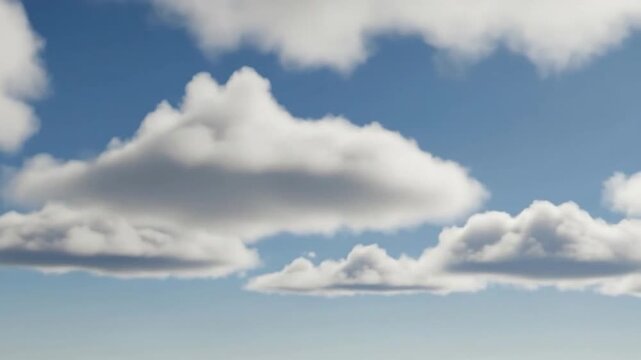 Beautiful f white clouds drifting serenely across a clear blue sky.