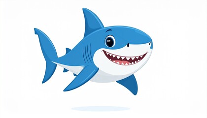 Obraz premium Cartoon Shark Character with Friendly Smile.