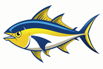Naklejka premium A colorful illustration of a tuna fish in a dynamic swimming pose