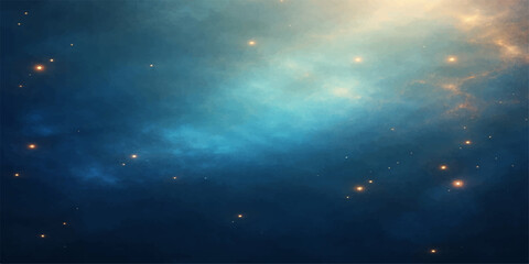 A deep blue night sky filled with stars and clouds illuminates the dark ocean water, creating an abstract heaven of light and space over the calm sea © Graph Rover