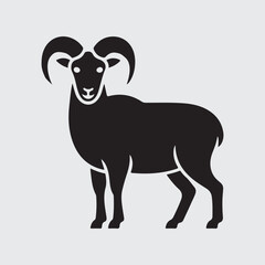 Silhouette of a ram standing on a transparent background

