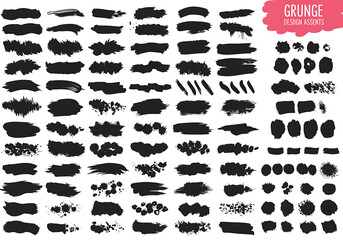 Grunge design assets collection of brush strokes and textures